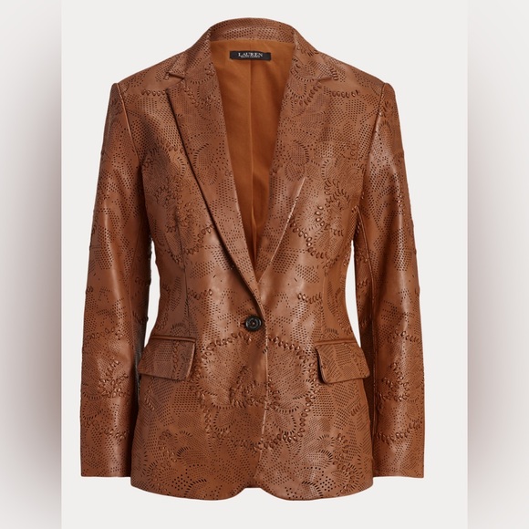 Lauren Ralph Lauren Jackets & Blazers - Lauren Ralph Lauren Perforated Tool Leather Blazer